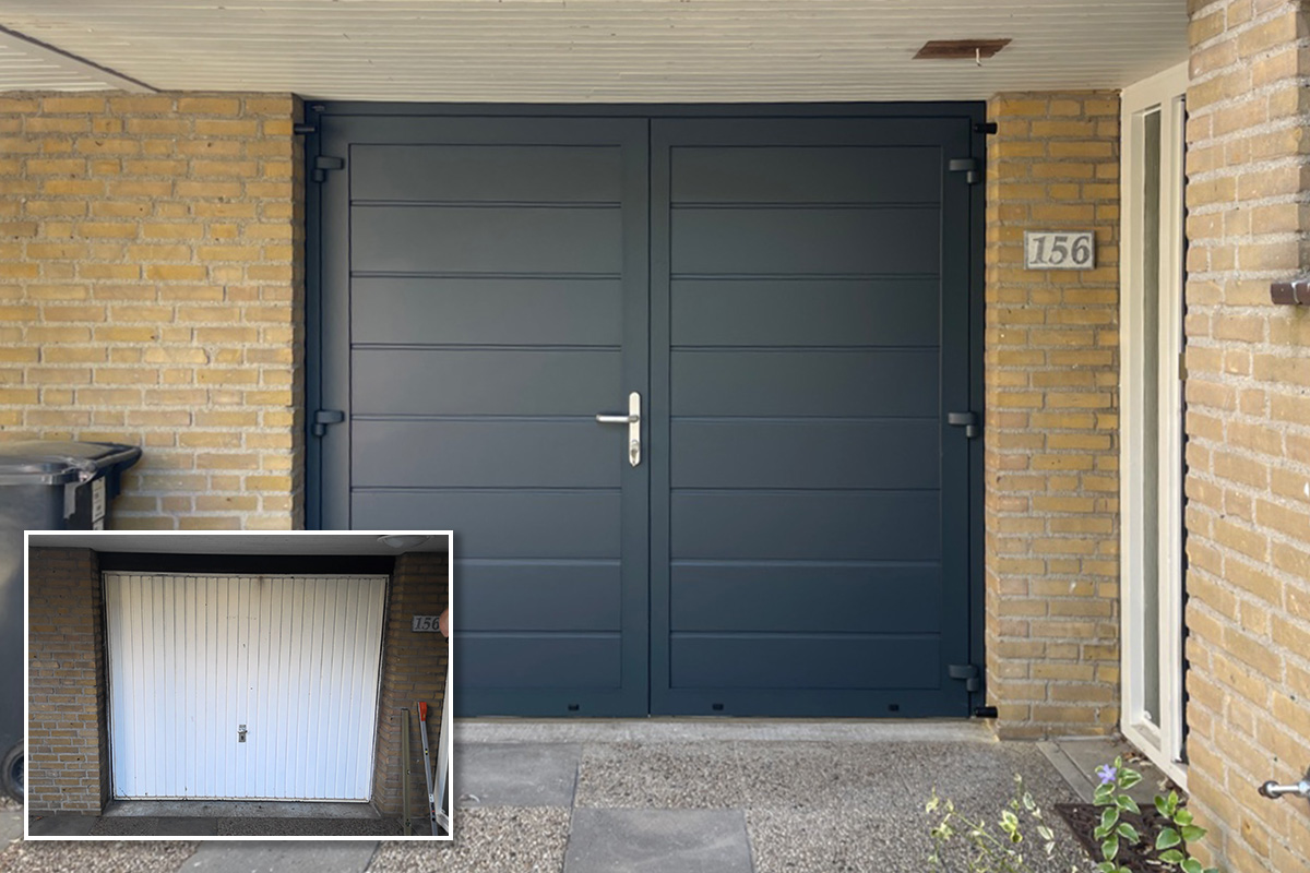 oude kanteldeur vervangen door garagedeur